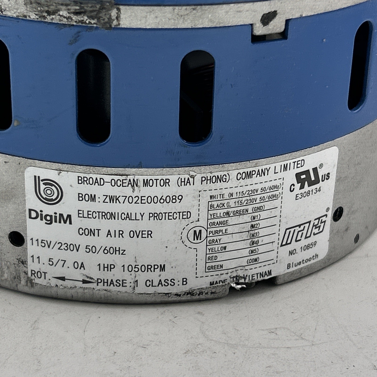 Broad-Ocean 1 HP 115/230V HVAC Motor KMSAH011B05 / ZWK702E006089