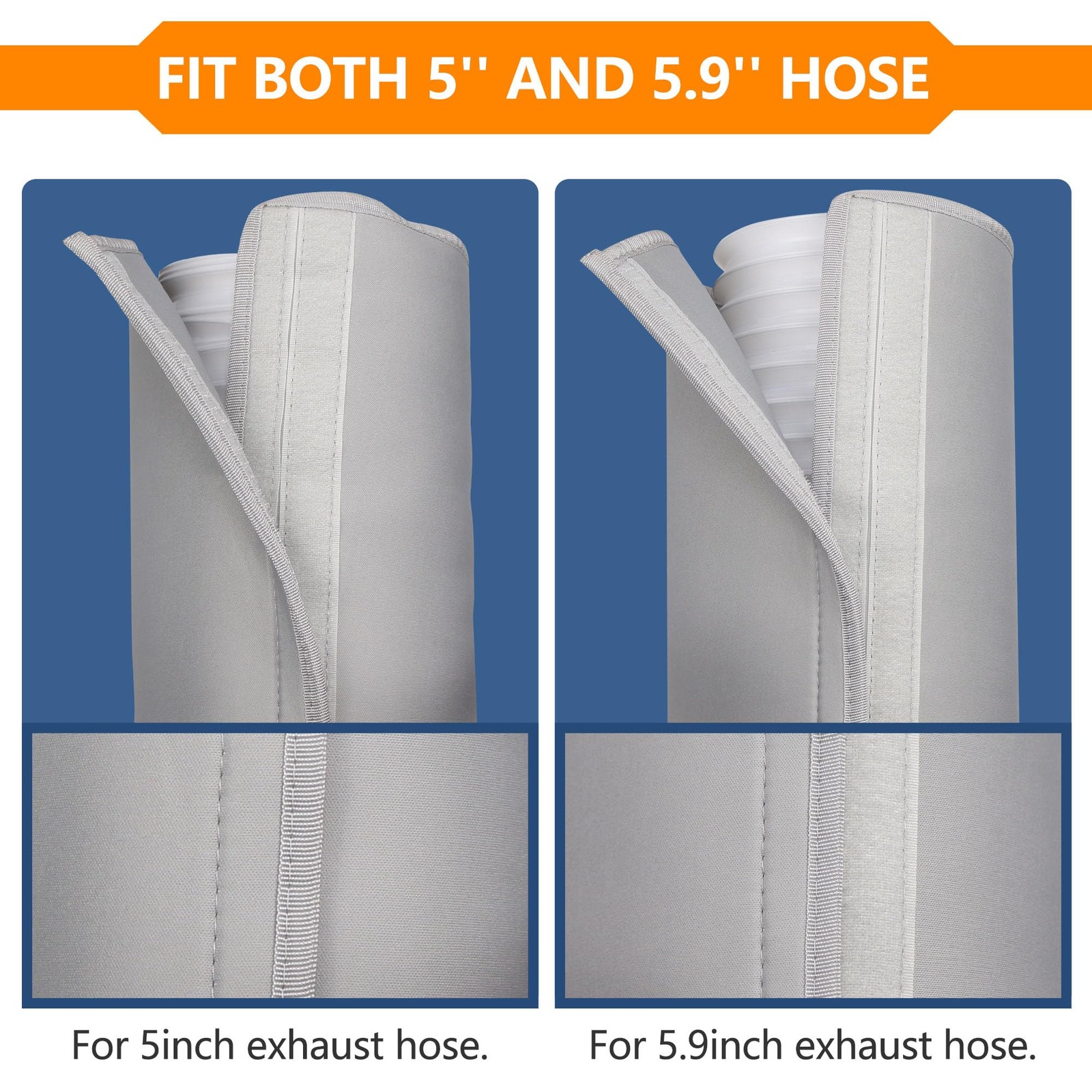 Portable AC Hose Insulation Sleeve, Air 1 Pack, Light Gray