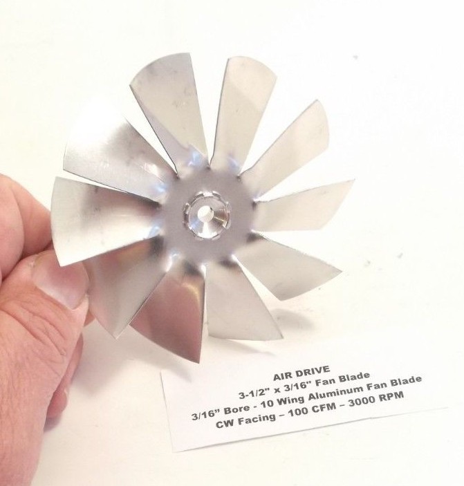 AIR DRIVE 3-1/2″ x 3/16″ Fan Blade – 10 Wing Aluminum Fan Blade 3/16″ Bore – CW