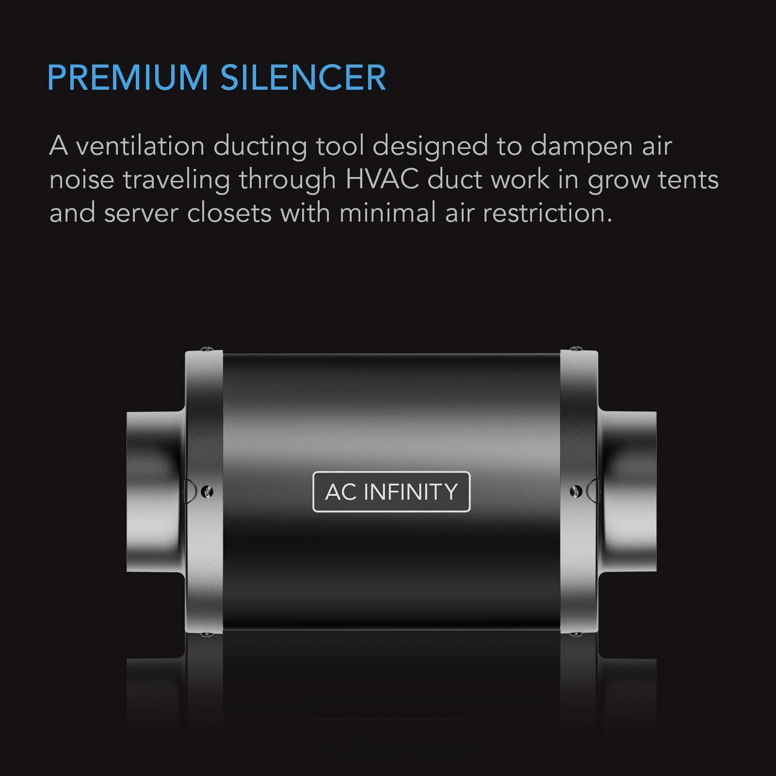 Duct Fan Silencer, 8” Noise Reduction Muffler for Hydroponics Grow Tent Systems