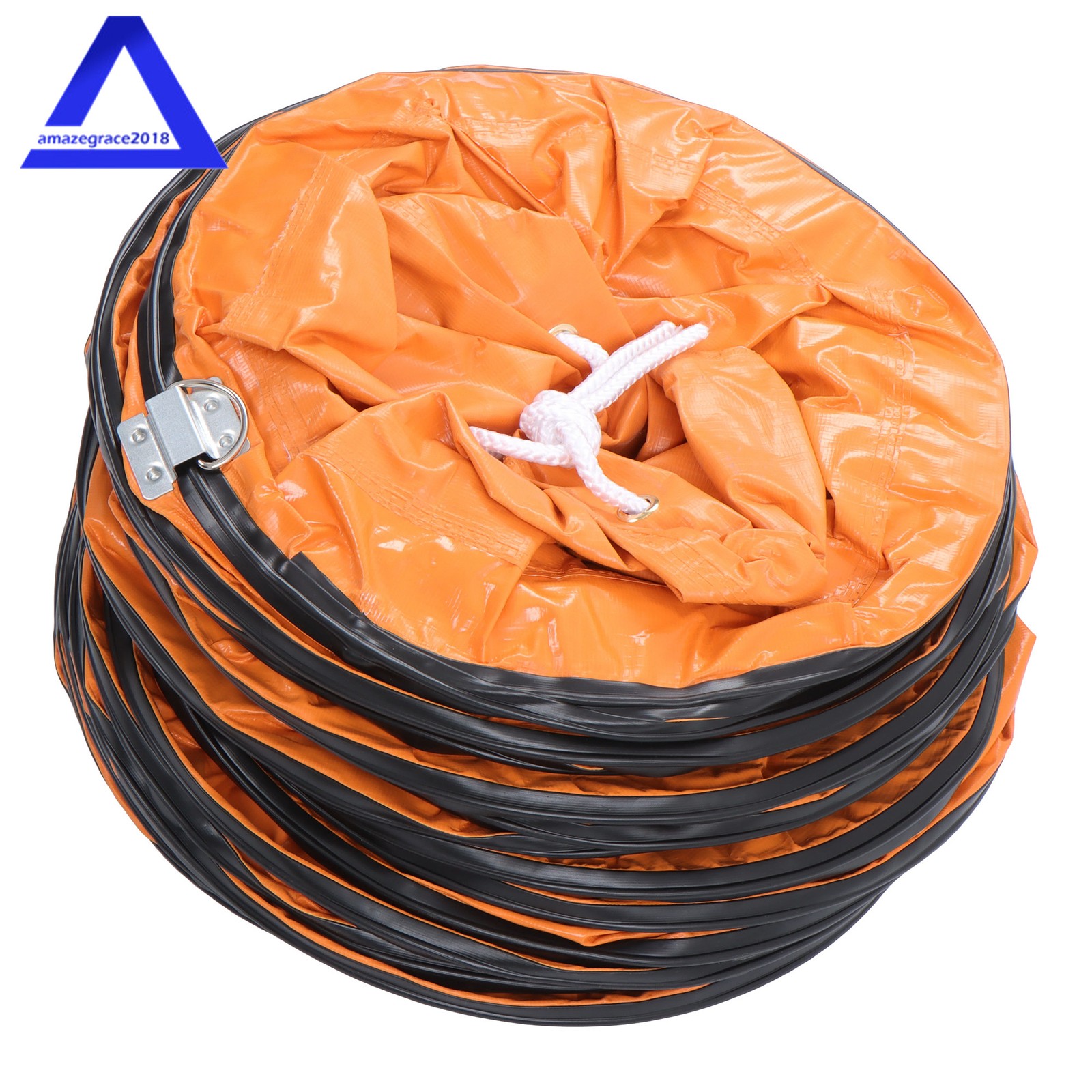 PVC Flexible Duct Hose for Ventilator Blower Fan w/ Rope & D-Ring 12″ × 16FT
