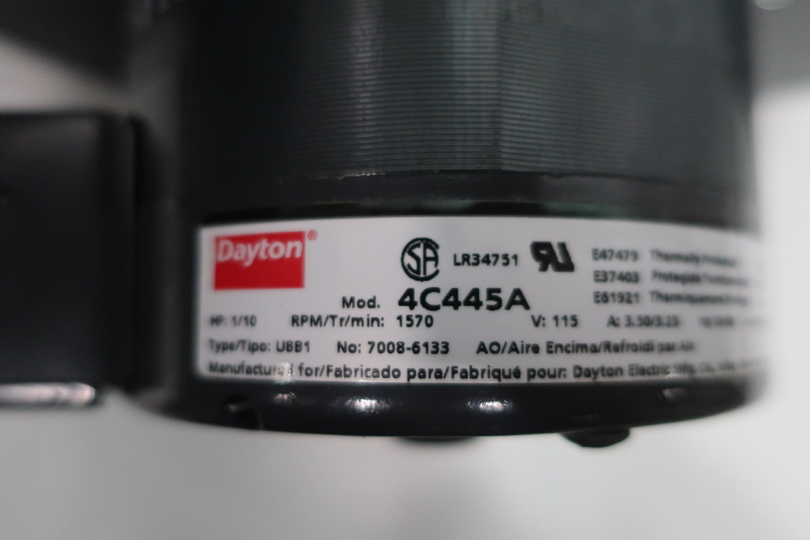 Dayton 4C445A Centrifugal Blower 115v-ac 1570rpm 0.1hp