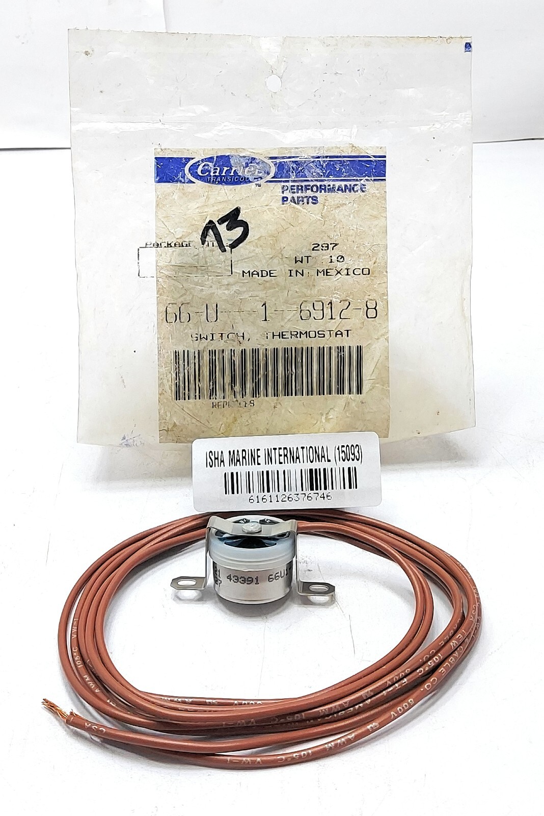 Carrier Transicold 66-U-1-6912-8 297 Switch Thermostat Part Mexico