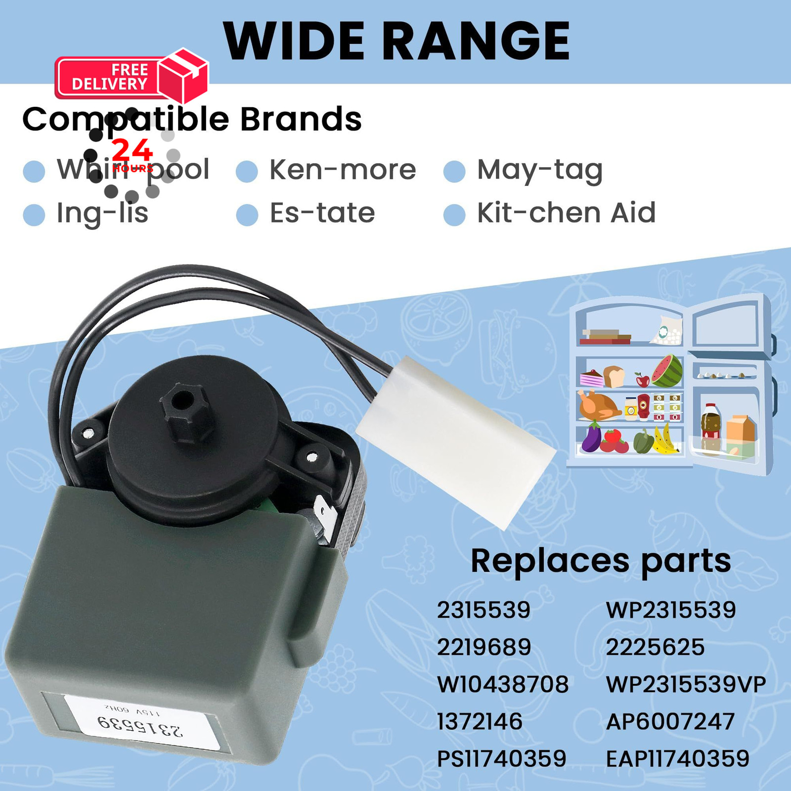 2315539 Refrigerator Evaporator Fan Motor by AMI PARTS -115 V,60 Hz-Replaces…