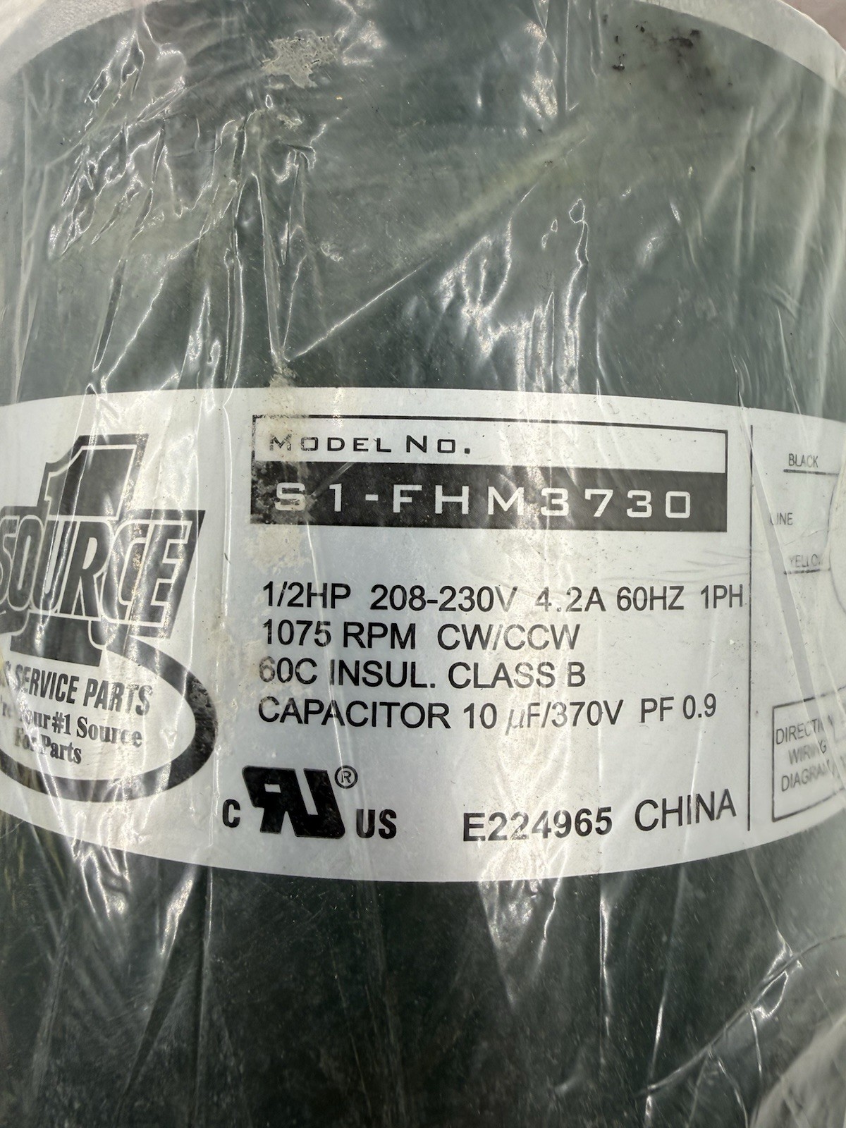 NEW Source 1 HVAC S1-FHM3730 Condenser Fan Motor #N29