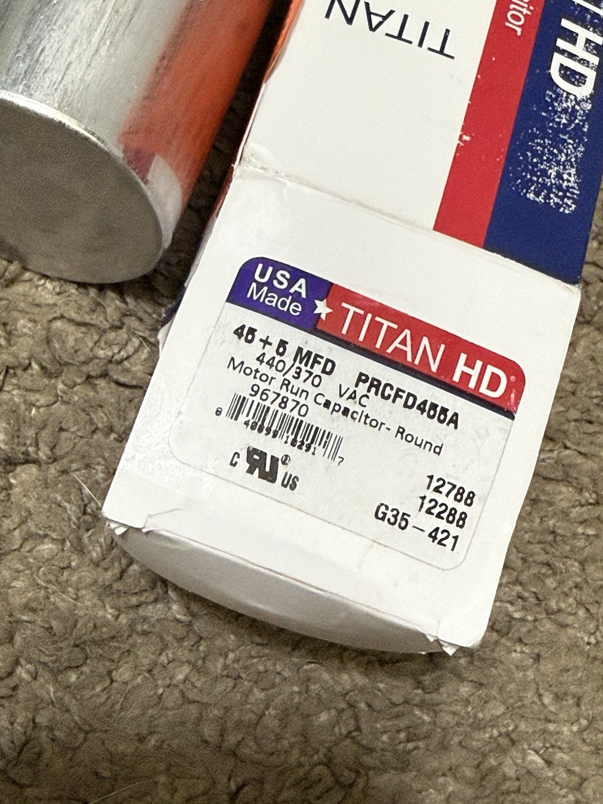 Packard Titan HD Run Capacitor, Round, 45+5 Mfd, 440-370V, USA Made!, PRCFD455A