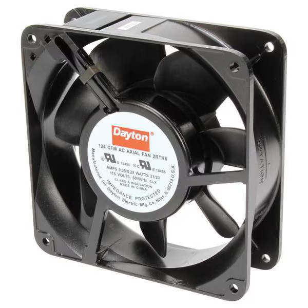 Dayton 4-11/16 in H x 4-11/16 in W Square Axial Fan, 1-1/2 in D, 124 CFM, 115V
