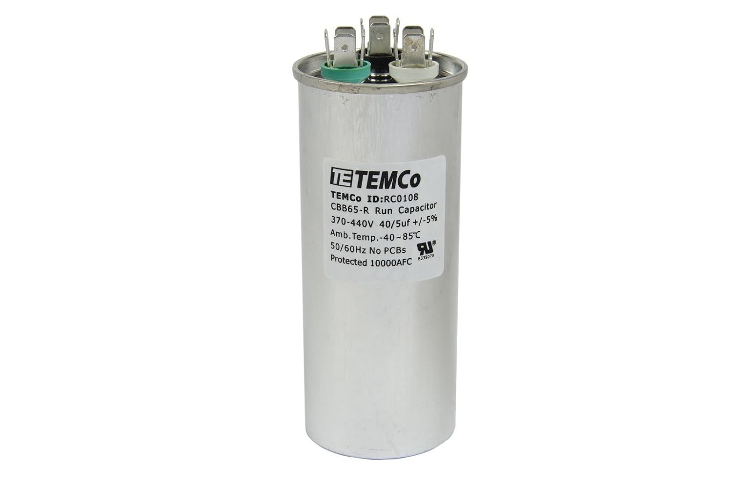 TEMCo 40/5 uF Dual Run Capacitor 370-440V 50/60Hz