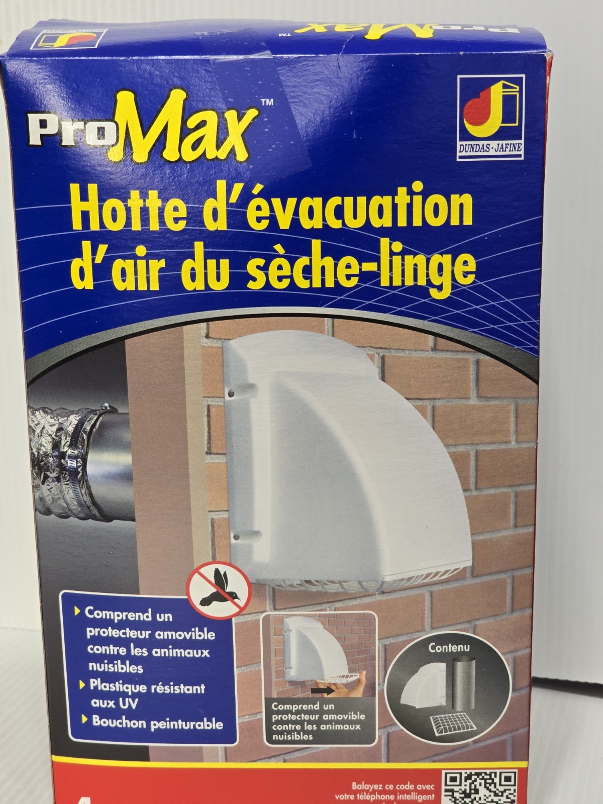Dundas Jafine ProMax 4 In. White Plastic Dryer Vent Hood BPMH4WZW w/ Pest Guard