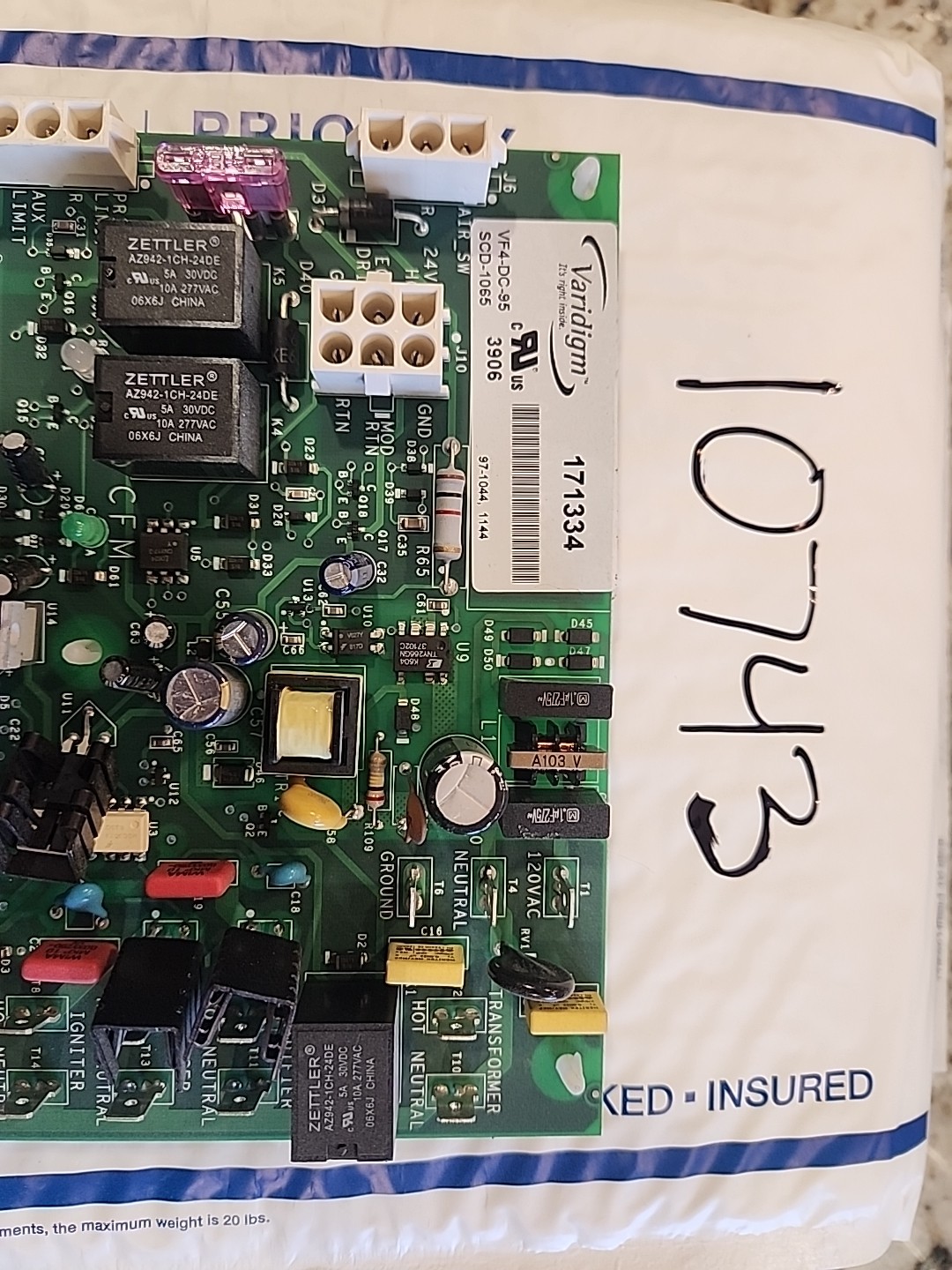 Varidigm Furnace Control Circuit Board VF4-DC-95 SCD-1065 171334 97-1044 1144