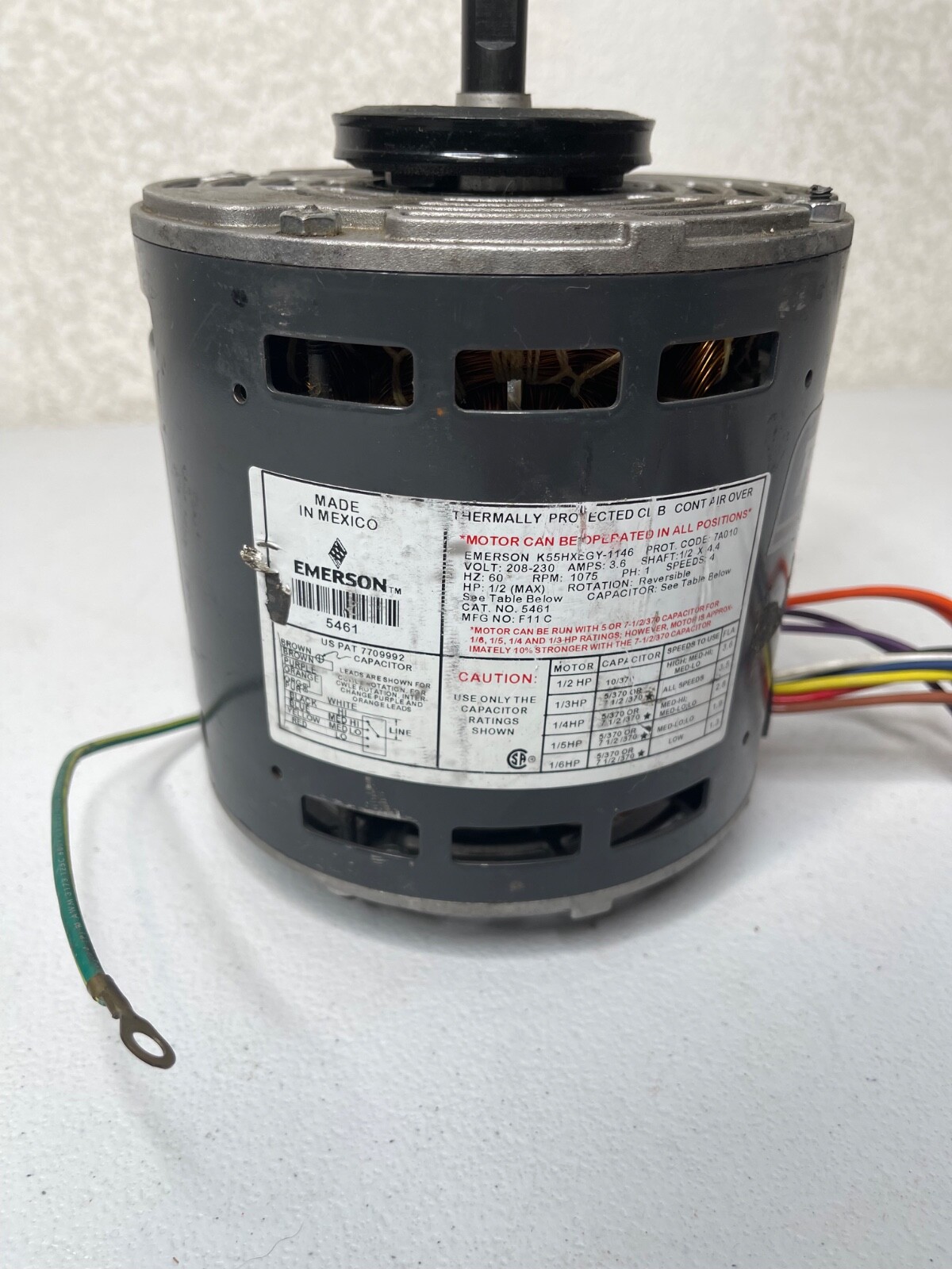 US Motors 5461 Rescue Blower Motor 1/2-1/6HP 208-230V