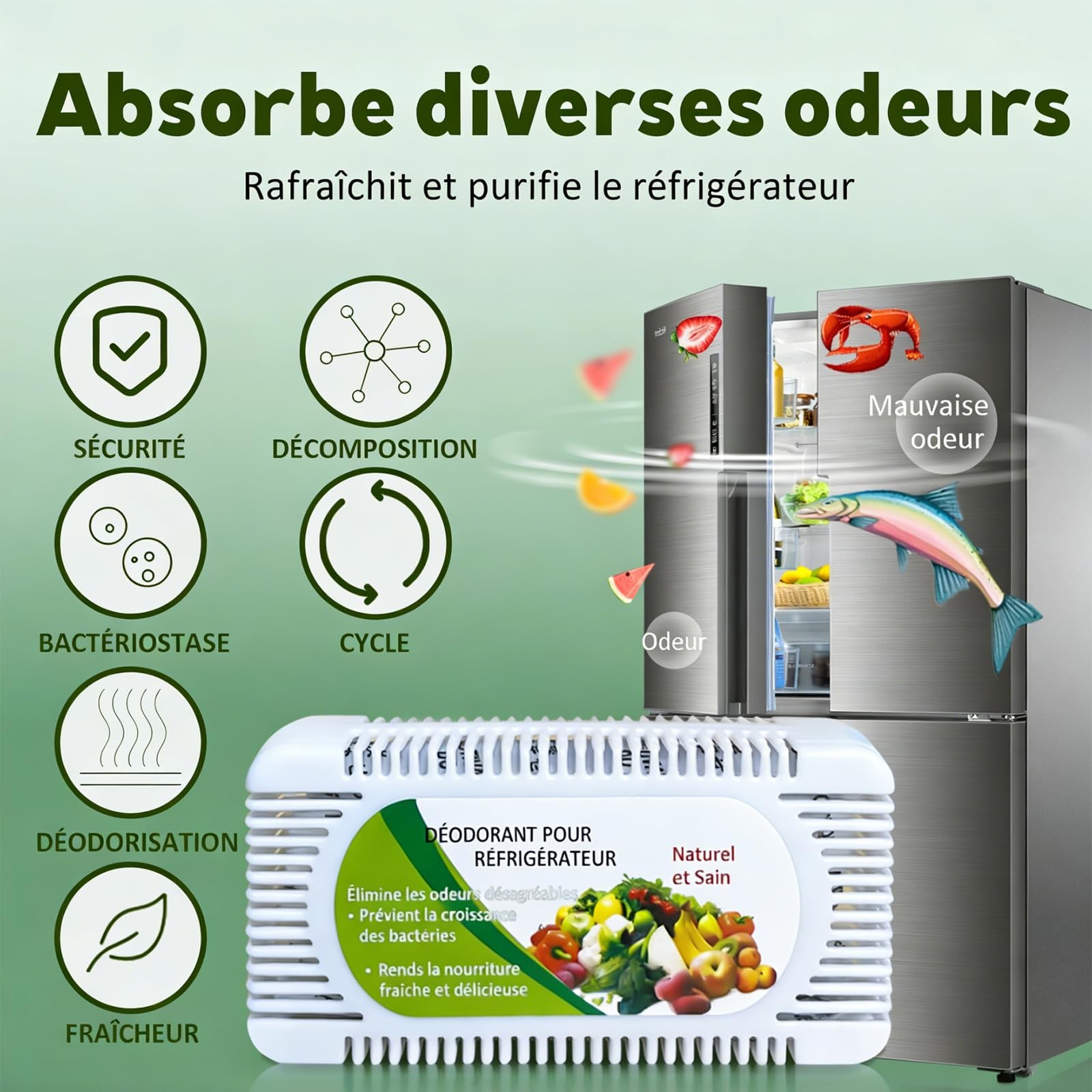 6 Pack Fridge Deodorizer, Refrigerator and Freezer 1 Count (Pack of 6), White