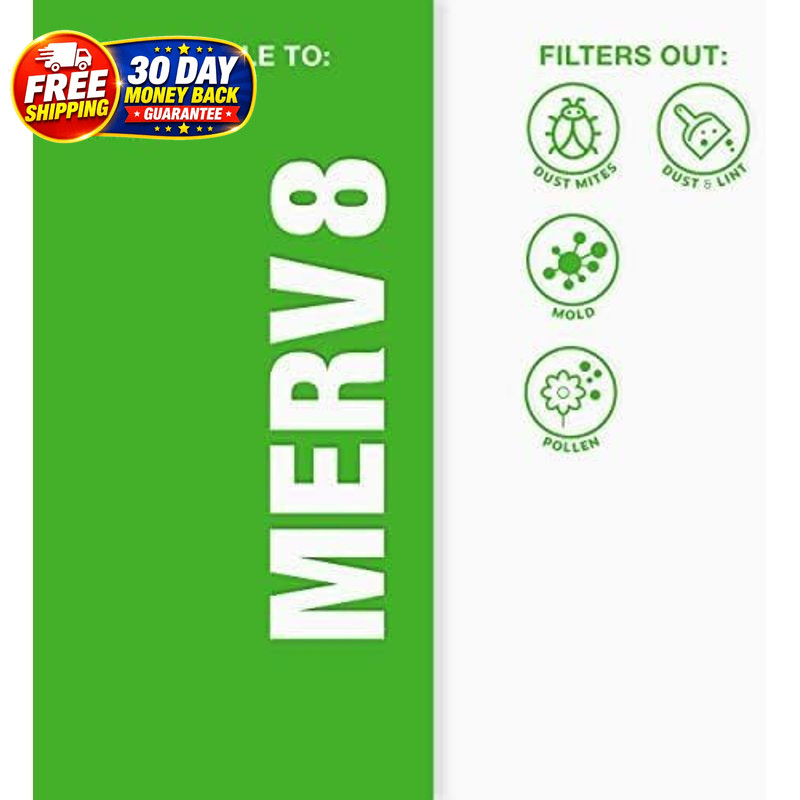 20x20x1 MERV 8 Air Filter, 6 Count, ACTUAL SIZE (19.75 6 PACK, White