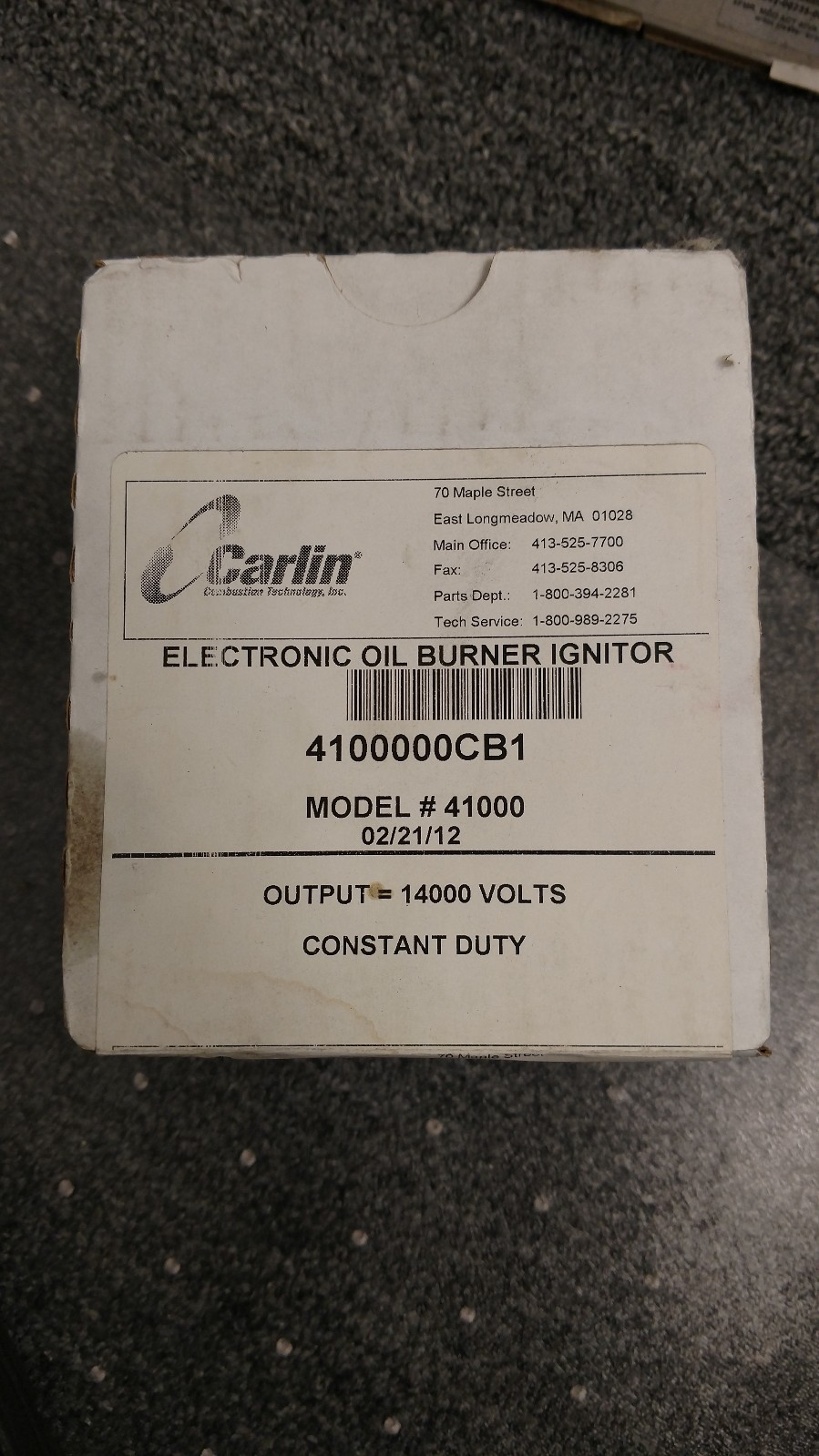 Carlin 41000 Constant Duty Electric Ignitor Branded for Cleaver Brooks 832-2451
