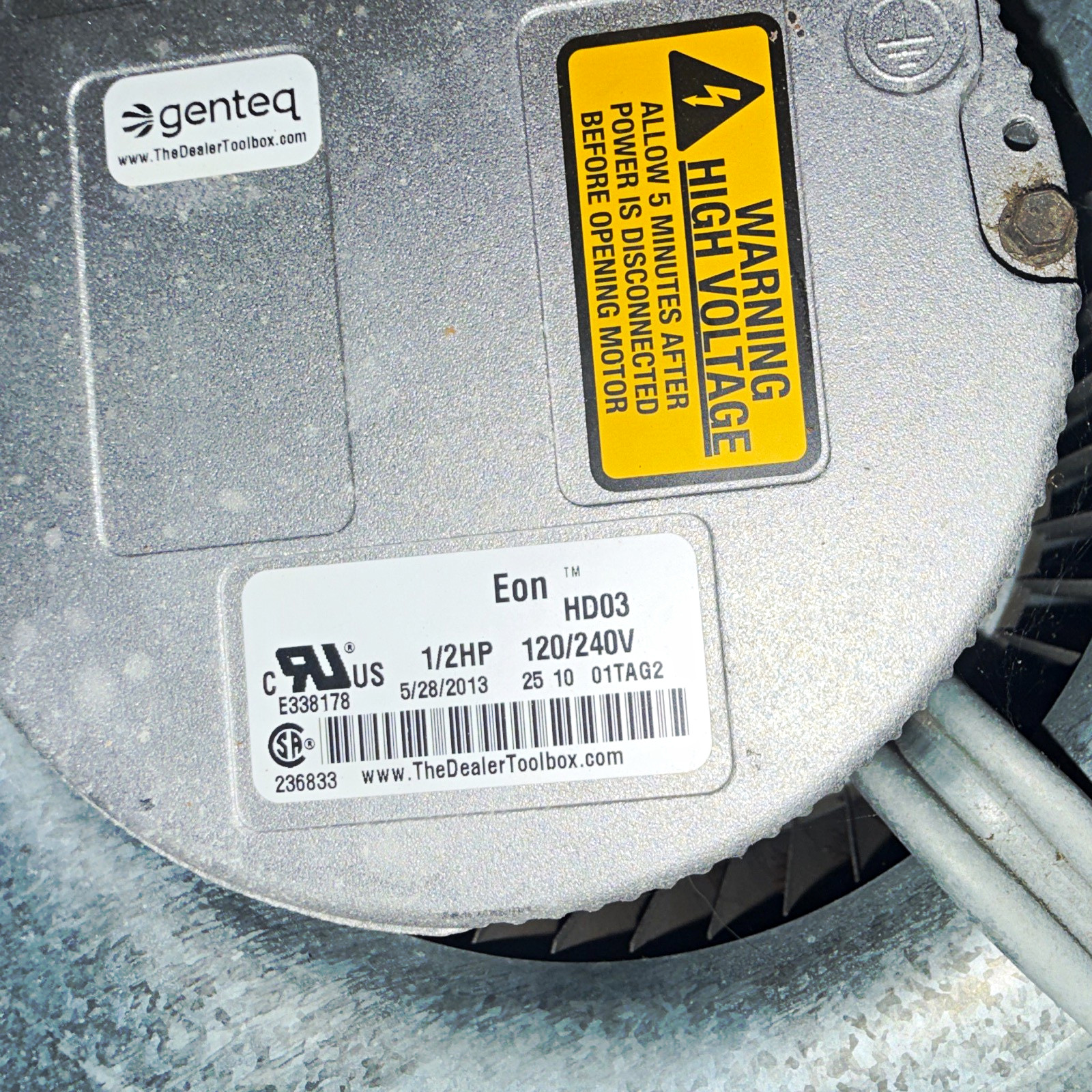 Genteq Eon HD03 Blower Motor 1/2HP 120/240V 1.7A Brushless HVAC (MOTOR ONLY)