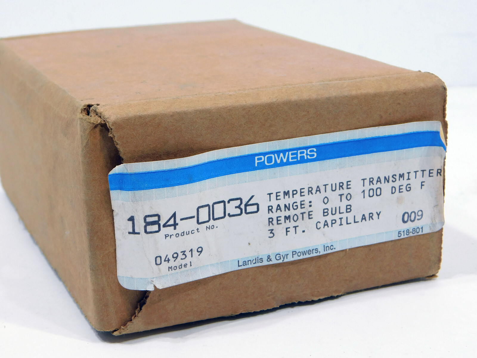 Landis & Gyr Powers 184-0036 Temperature Transmitter 0-100 Degrees F Remote Bulb