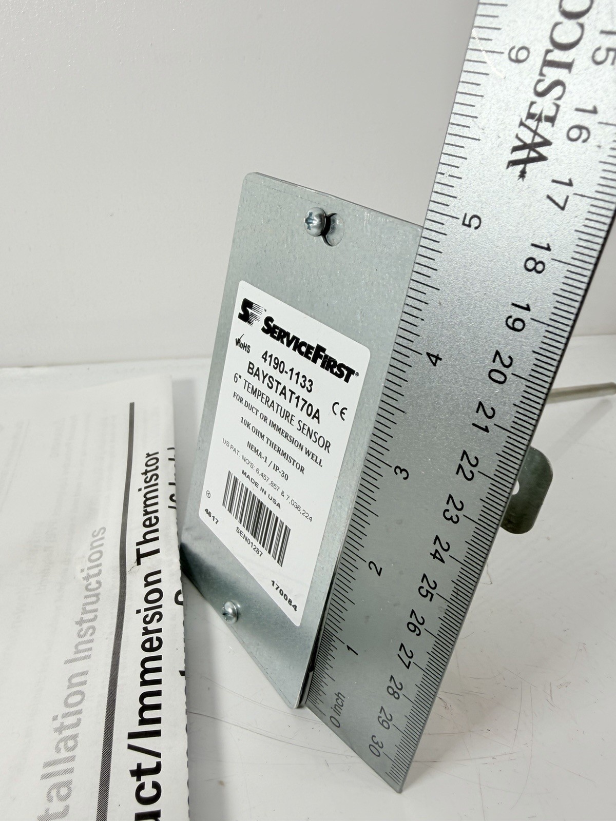 Trane ServiceFirst 4190-1133 BAYSTAT170A 6″ Temperature Sensor, 10K OHM Thermist
