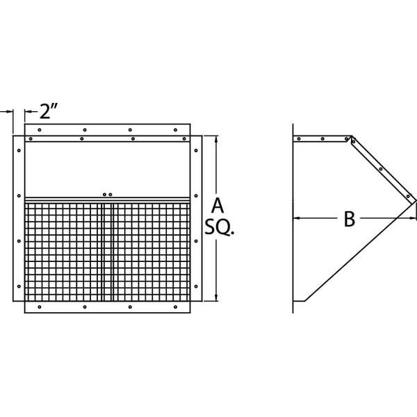 Dayton 1Wbw2 Weatherhood, 36In Bld, Galv Steel, 40 1/8In