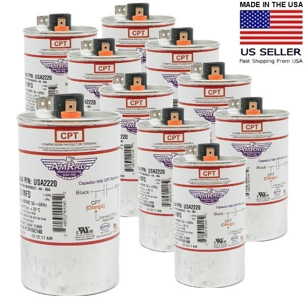 AmRad USA2228 70 uf/MFD 370-440 VAC Run Capacitor 50/60 Hz AC Electric Lot-10