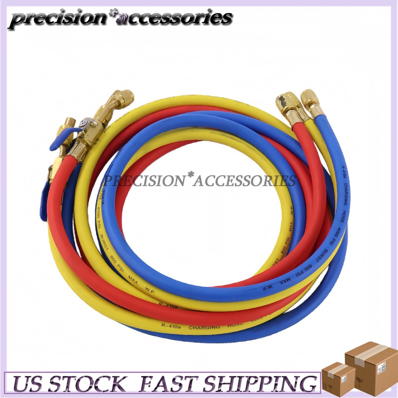 3Pack 29986 For R-410A Refrige Plus II 1/4″ Hose with Compact Ball Valve 72″