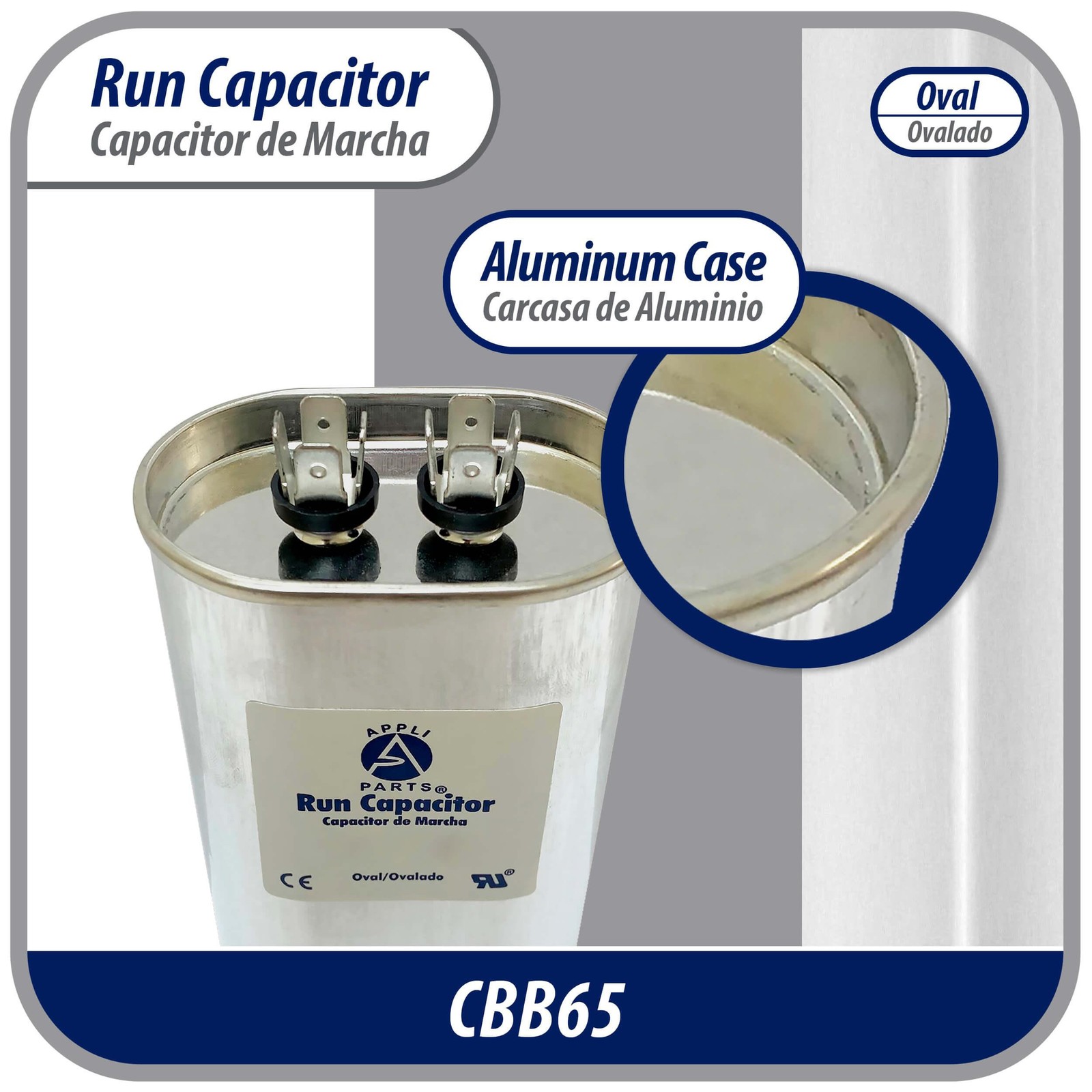 Appli Parts Run Capacitor for ac 15 Mfd uF (microfarads) 370 VAC or 450 VAC CBB6