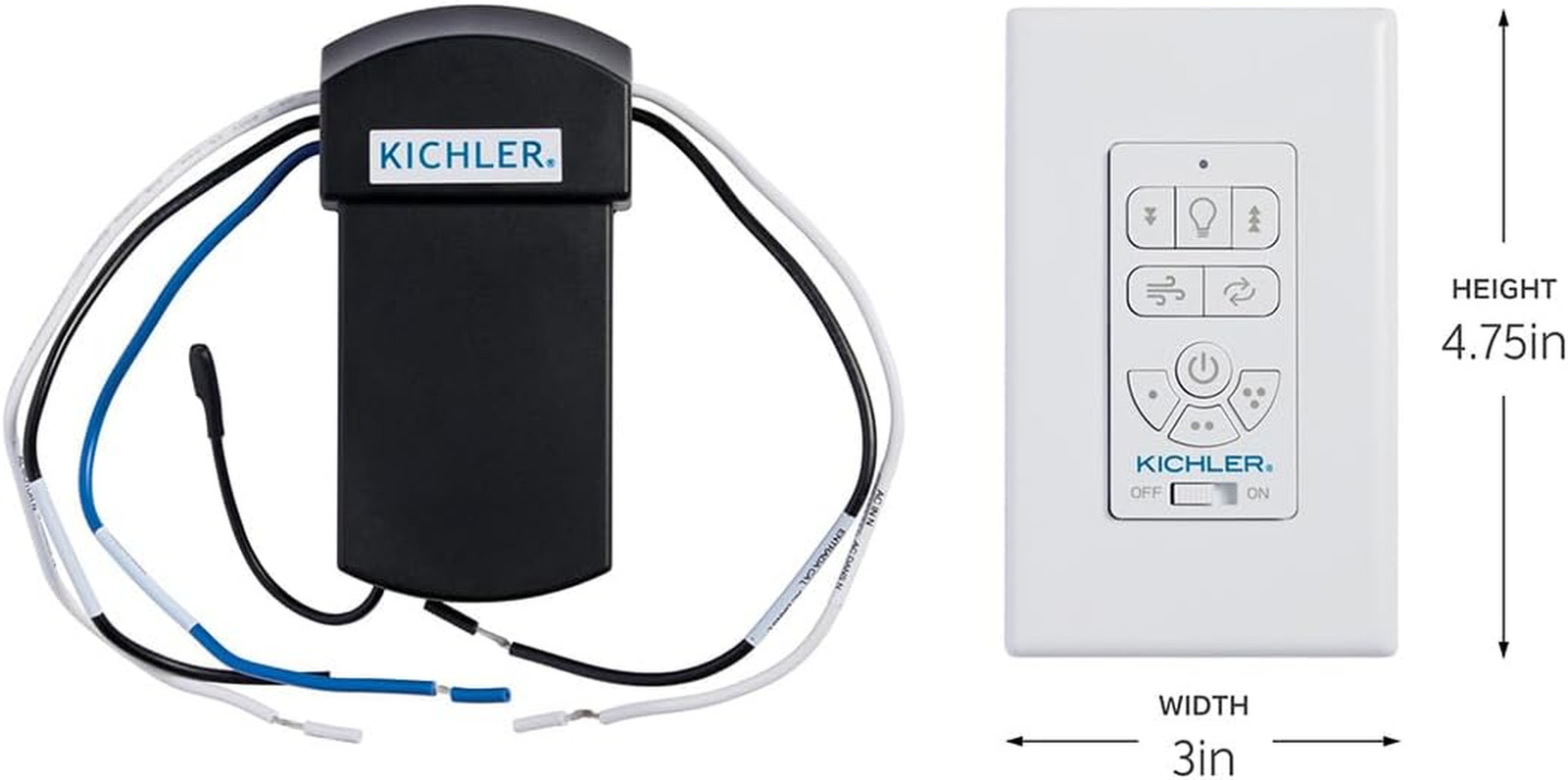 AC Standard Full Function Wall Control System, Modern, Slim Design, 3 Speed Sett