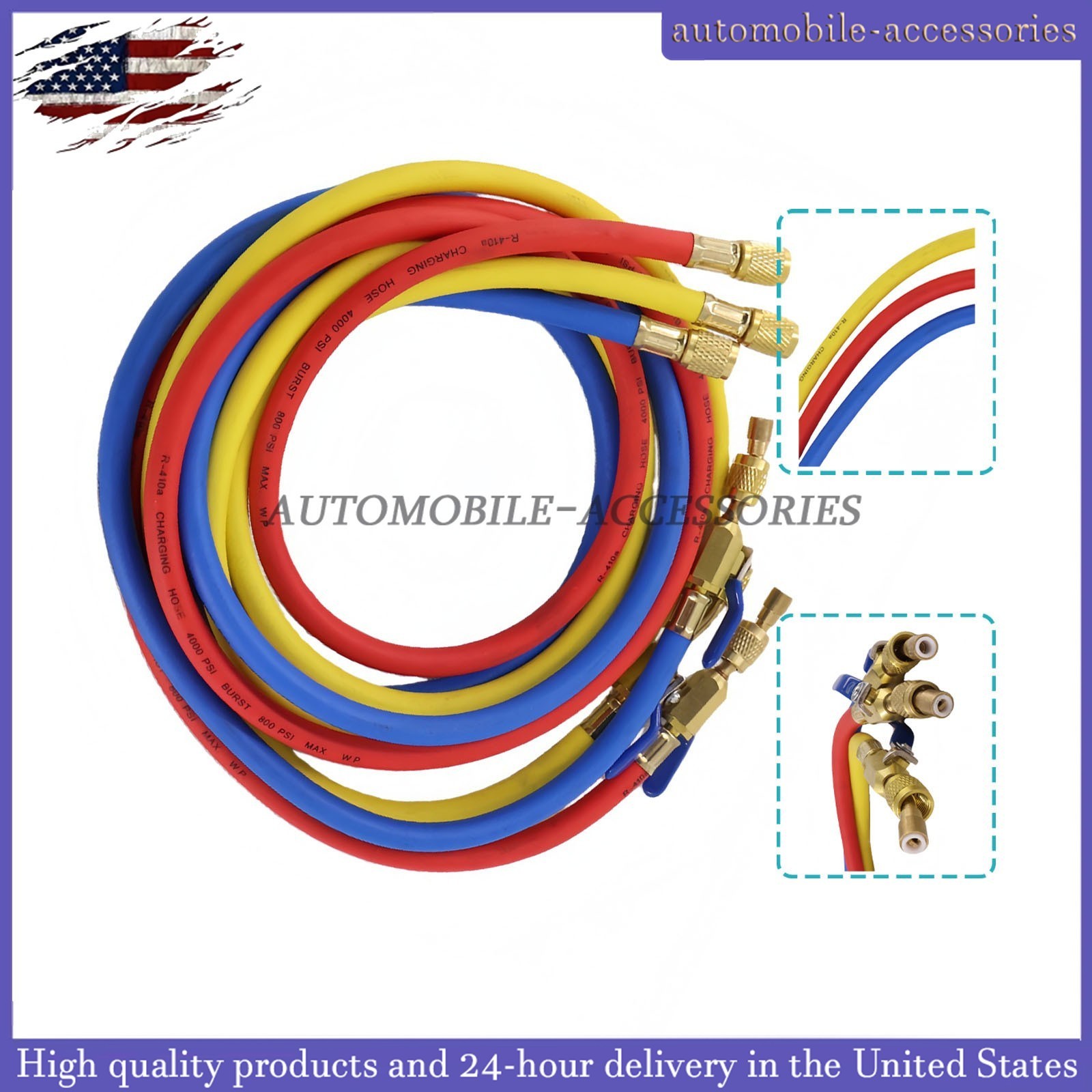 NEW For R-410A Refrige 3Pack 29986 Plus II 1/4″ Hose with Compact Ball Valve 72″
