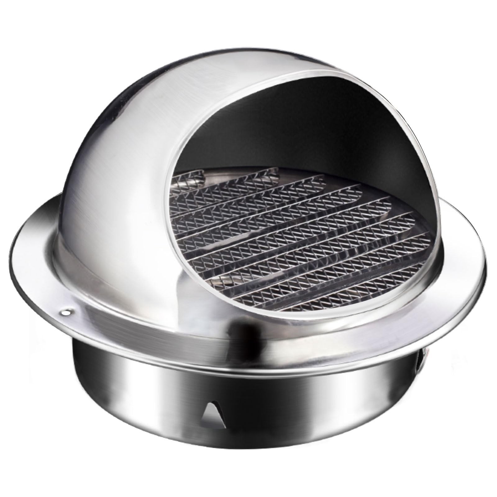 4 Inch Dryer Vent Cover Metal Stainless Steel Round Wall 4 inch, Silver