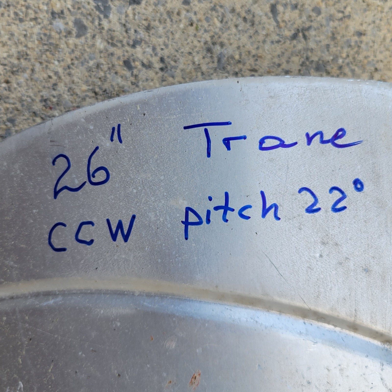 Trane Replacement Condenser Motor Fan Blade 3 Blade 26” CCW 22° Pitch Used