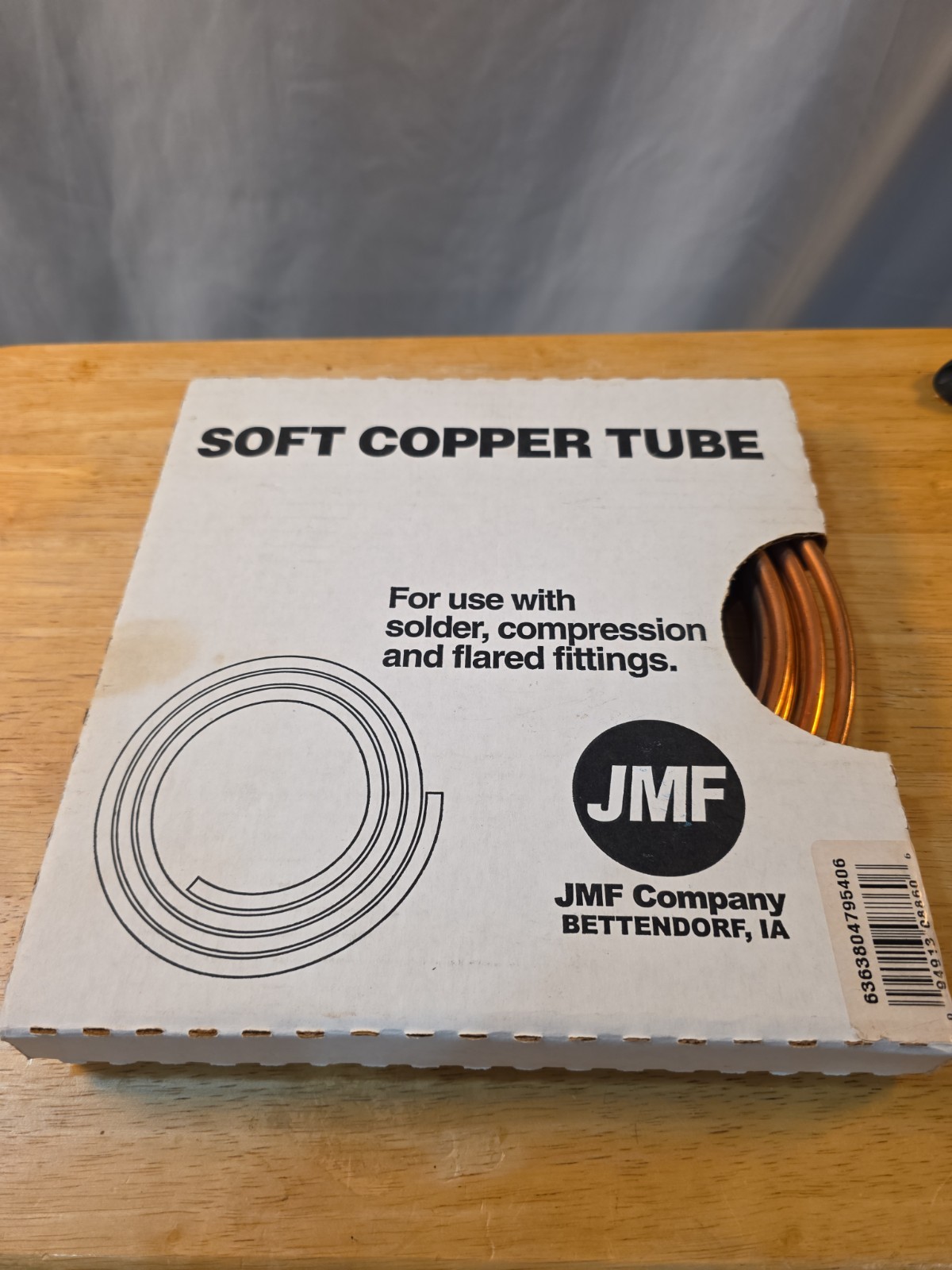 JMF Soft Copper Tube Coil OD 1/4″ OD x Up To 20 Ft. Type UT Open Box