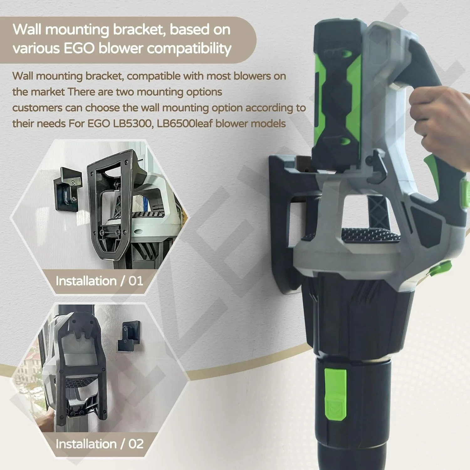 Blower Wall Mount/Mounting Bracket for EGO Leaf Blower 530, 615, 650, LB5300 Wal