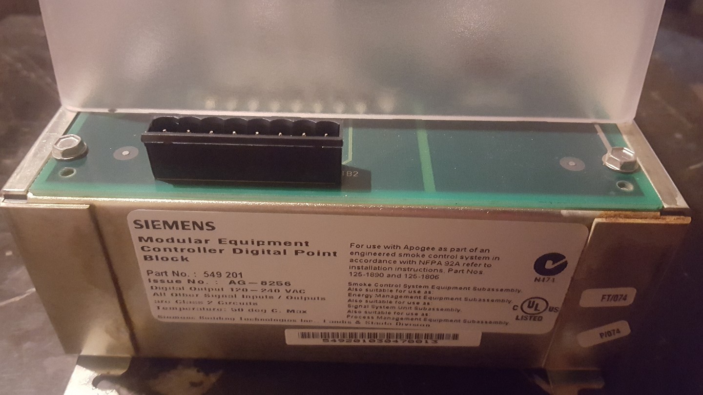 SIEMENS SYSTEM 600 APOGEE 549-201 MODULAR EQ CONTROLLER DIGITAL POINT BLOCK