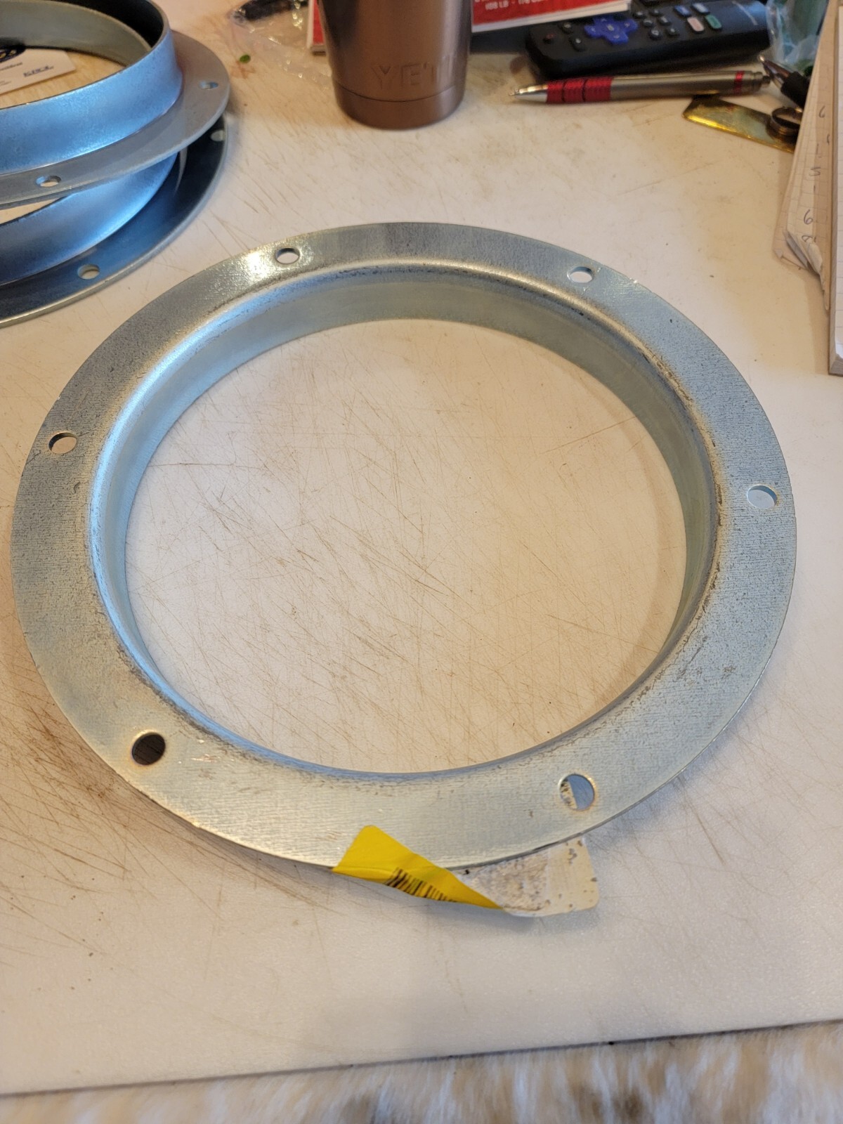Nordfab 8010000145 Round Angle Flange, 8 In Duct Dia, Galvanized Steel, 22 Ga,