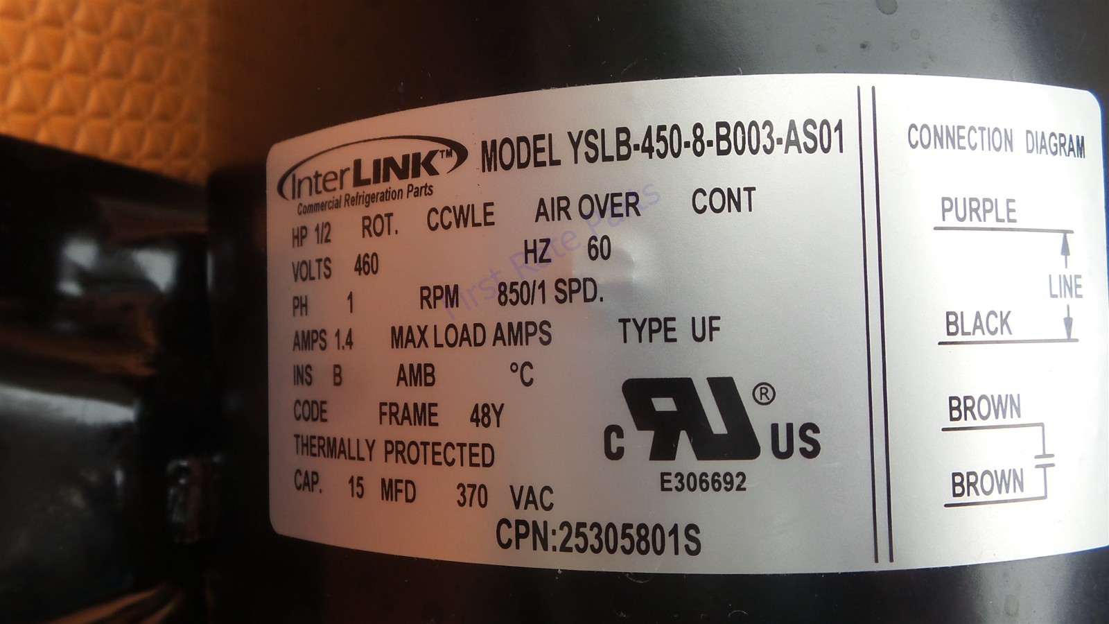 Heatcraft 25305801S Motor 25305801 Refrigeration YSLB-450-8-B003-AS01 Interlink