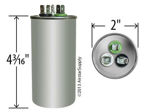 AmRad USA2225B , 25 + 7.5 uF MFD x 370 / 440 VAC Motor Run Capacitor