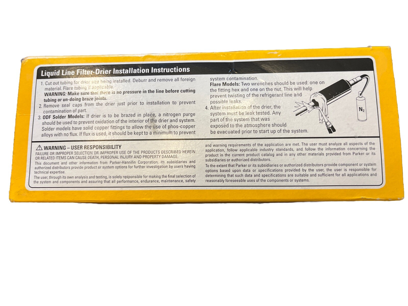 1x Liquid Line Filter Drier Gold Label LLD Series 3/8″ ODF PARKER LLD-163S