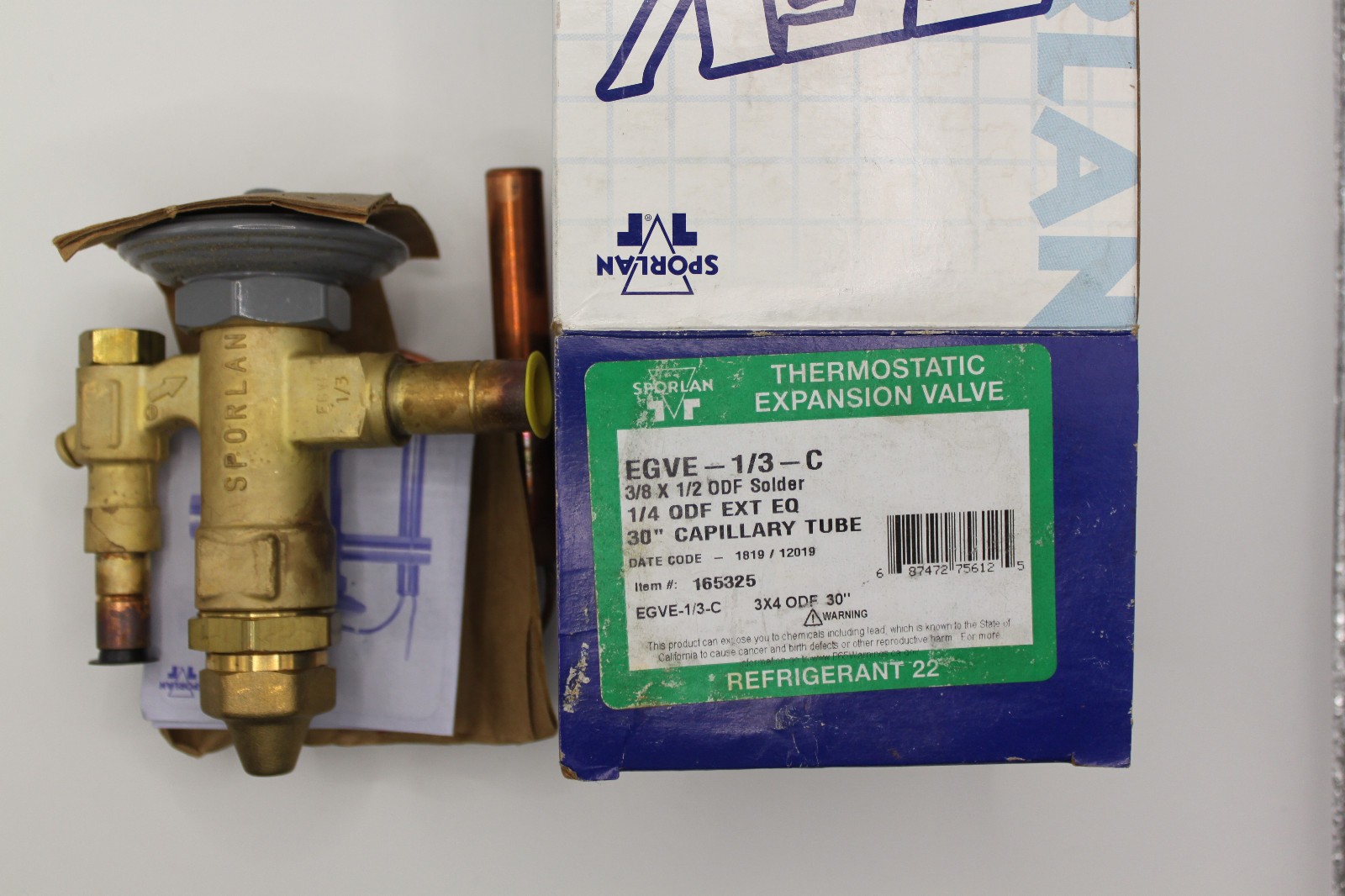 Sporlan EGVE-1/3-C TEV Expansion Valve R22 3/8 x 1/2 ODF Ext Eq NEW