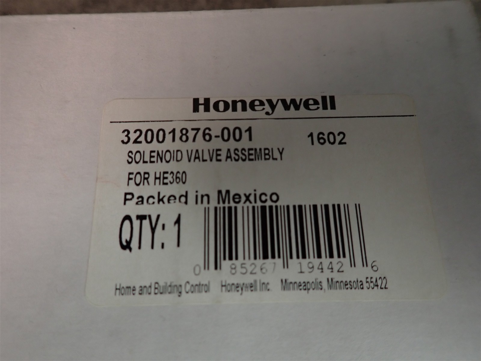 NEW Honeywell 32001876-001 Solenoid Valve Assembly For HE360 (G3)