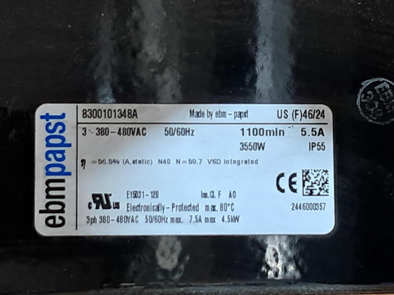 ebmpapst 8300101348 Axial Flow 3-Phase 380-480V Fan HVAC Refrigeration