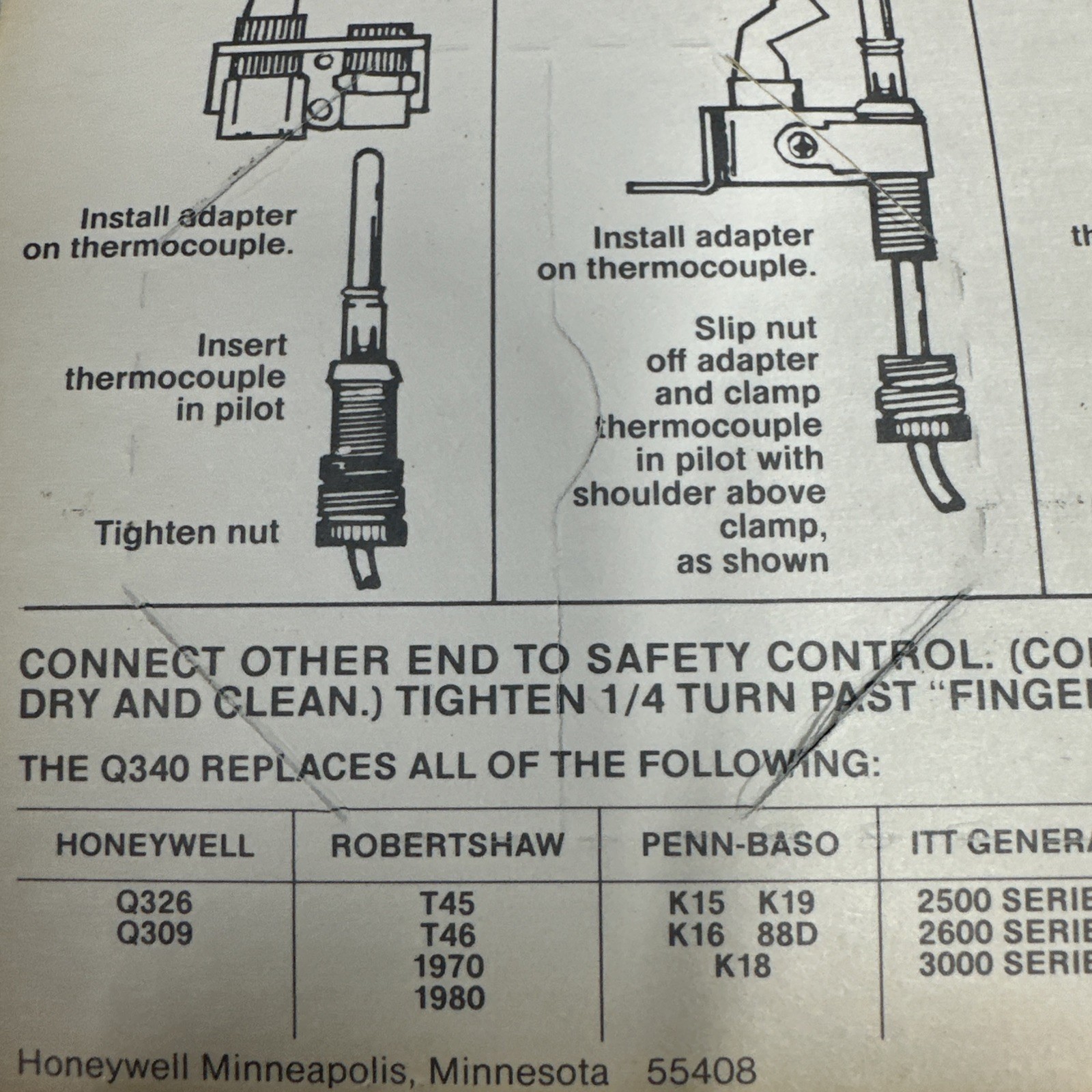 Honeywell Q340A1090 Universal Thermocouple 36 Inch 30mV