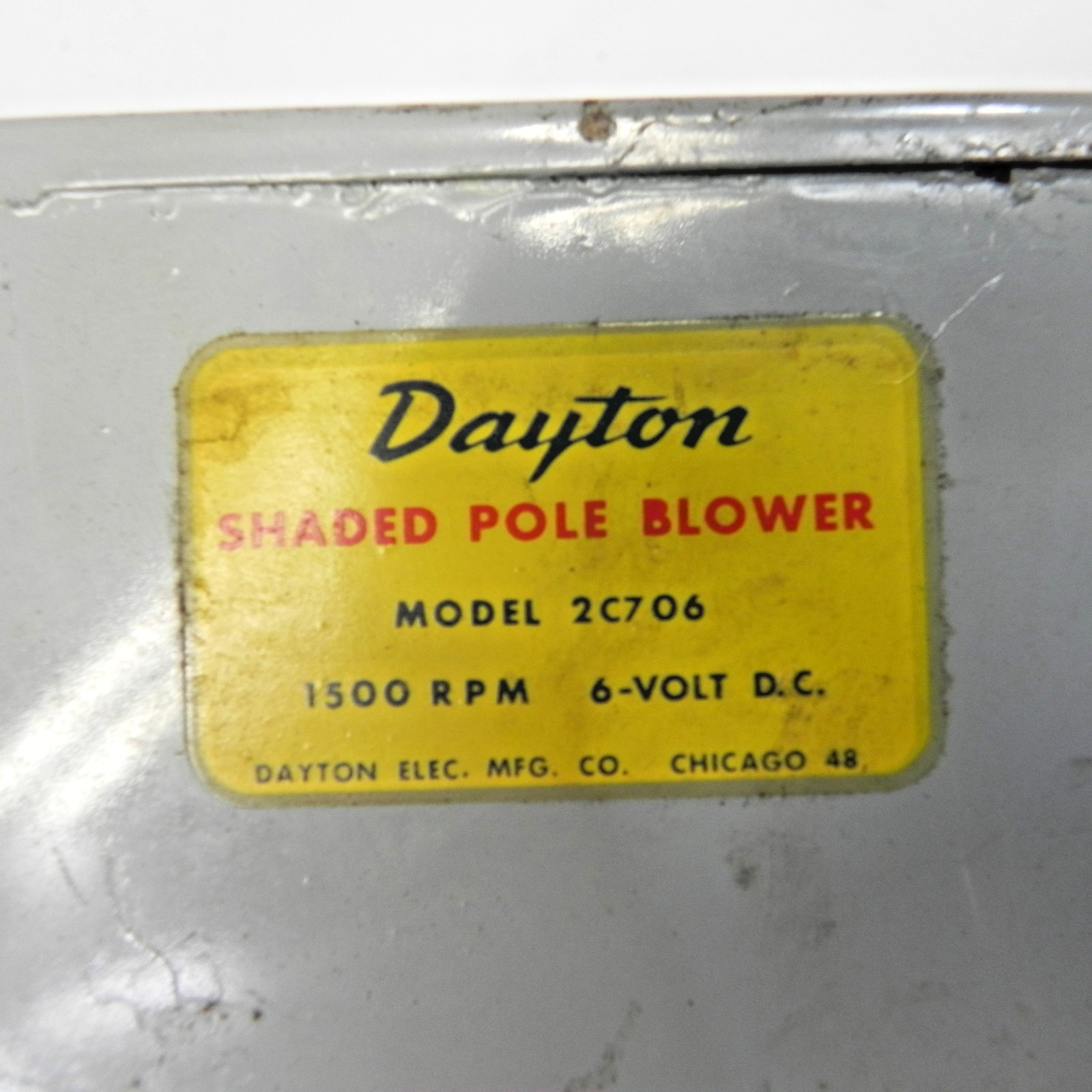 DAYTON SHADED POLE BLOWER 1500 RPM 137 CFM 6 VOLT NEW OLD STOCK VINTAGE #2C706