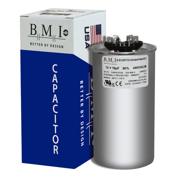 70+10 MFD x 440 ROUND USA Run Capacitor MARS 14169