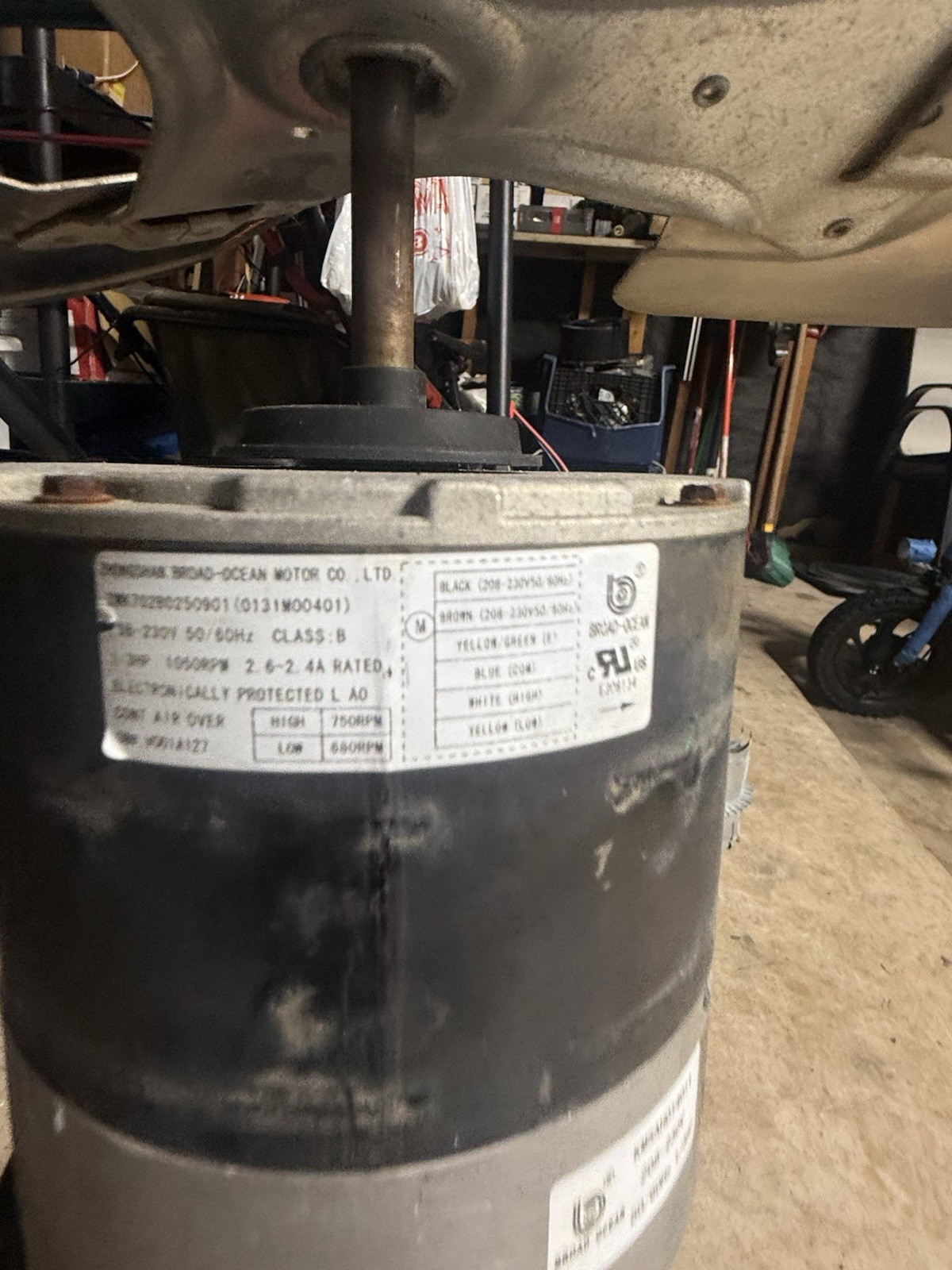 Broad-Ocean Fan Motor 208-230V 2.6-2.4A Electronically Protected ZWK702B0250901