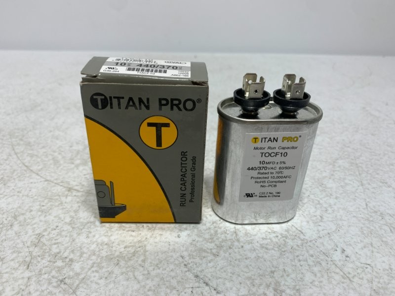Titan Pro TOCF10 Motor Run Capacitor 10 MFD 440/370V Oval