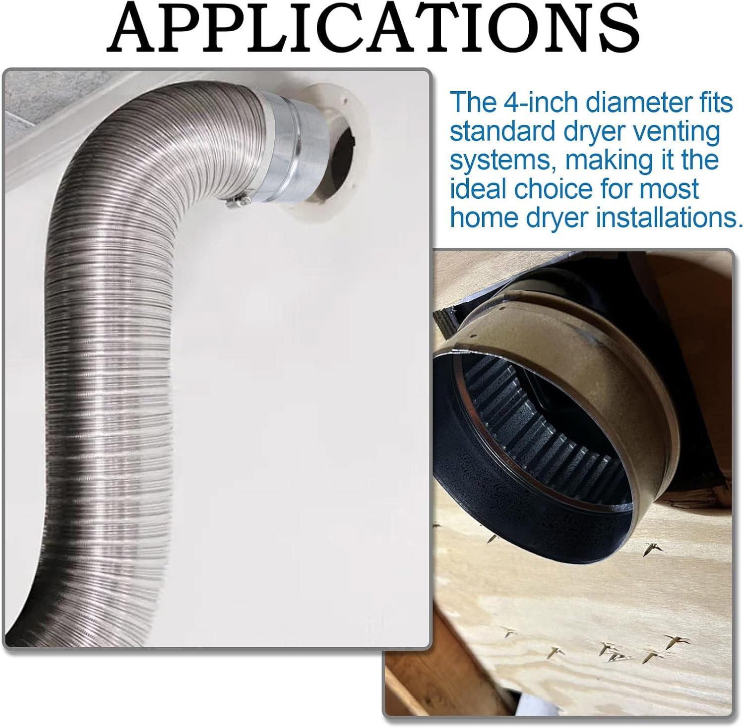 4 Inch Galvanized Metal Vent Duct Connector，Dryer Pipe Connection for Metal Drye