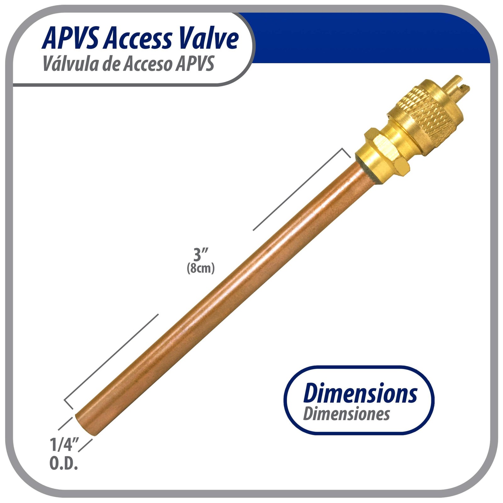 Appli Parts 10 pack Access Schrader Valve 1/4 SAE x 1/4 OD x 3 inch Copper Stem