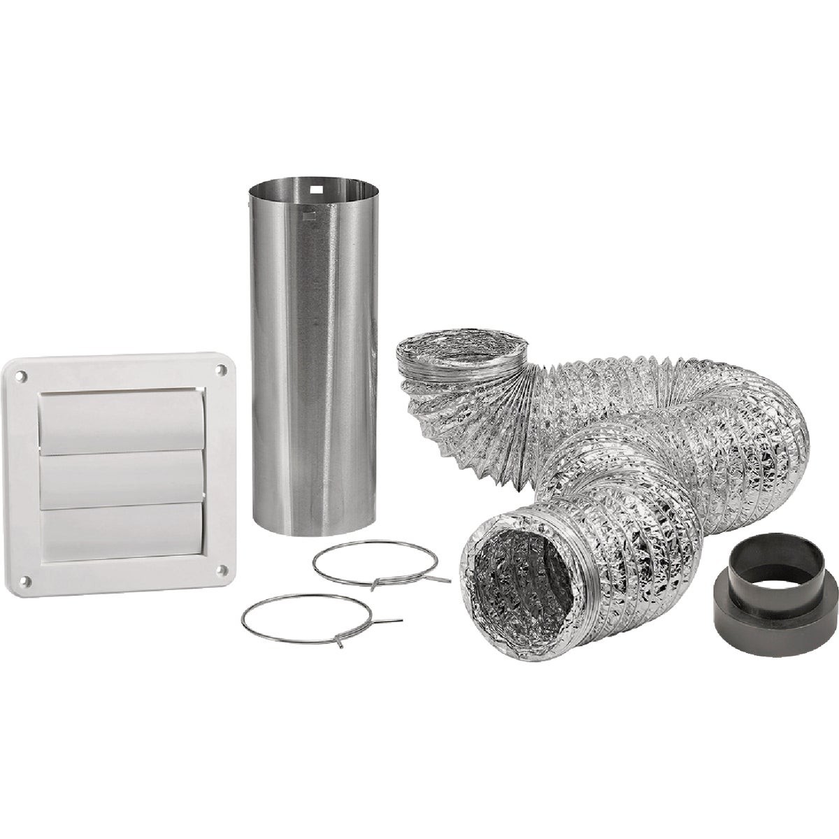 Lambro 4 In. x 8 Ft. Air Connector White Louvered Exhaust Through-Wall Bath Fan