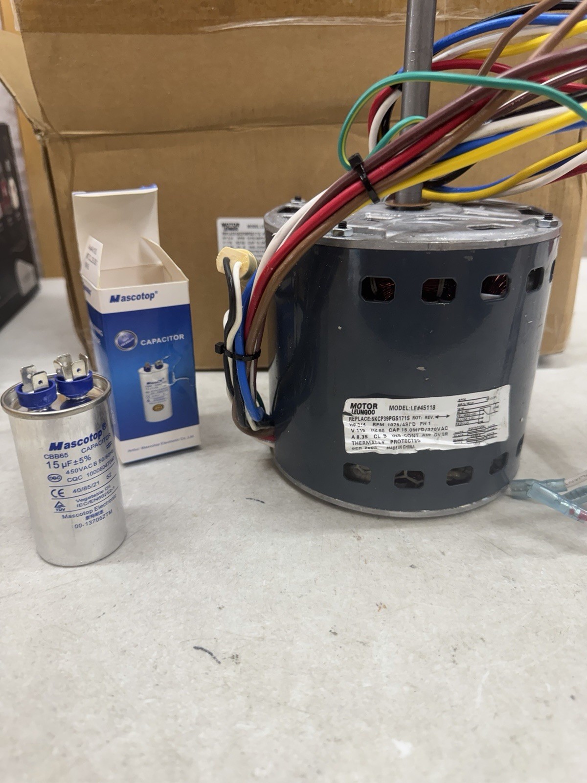 5KCP39PGS171S 3/4HP Furnace Blower Motor 1075RPM 4SPD 115V w/Cap