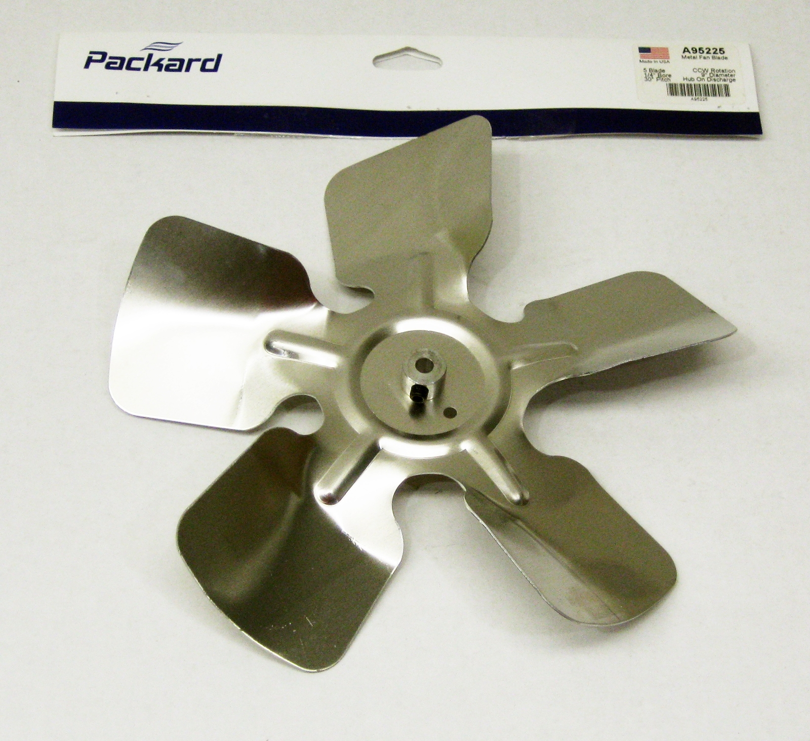 Metal Fan Blade A95225 9″ Diameter 5 Blades 1/4″ Bore Hub CCW 30 Degree Prop