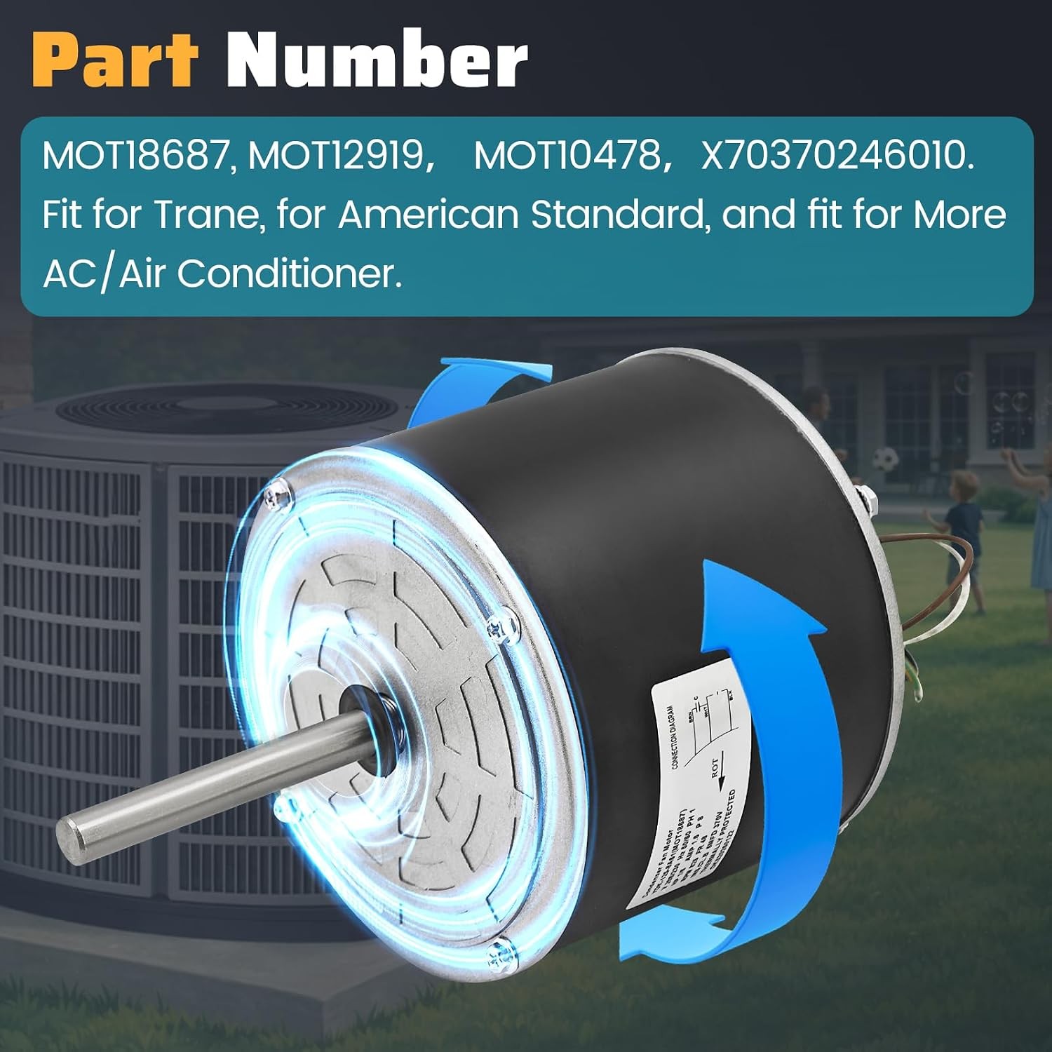 MOT18687 Condenser Fan Motor 1/6 HP for Trane/American Standard Air Conditioner